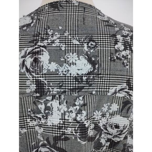 Rachel Roy Woman's Grey Full Zip Bomber Jacket Size 2X Plaid Floral Pockets Edgy - Picture 8 of 11